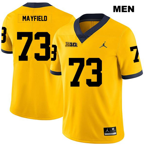 Men's NCAA Michigan Wolverines Jalen Mayfield #73 Yellow Jordan Brand Authentic Stitched Legend Football College Jersey WZ25X12OW